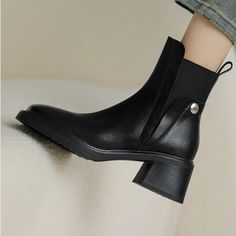 SPECIFICATIONSBrand Name: VIPOLBoot Type: Chelsea BootsShaft Material: PUOutsole Material: RubberUpper Material: PUOrigin: Mainland ChinaCN: GuangdongSeason: Spring/AutumnInsole Material: PUHeel Type: Square heelLining Material: PUBoot Height: Mid-CalfItem Type: BOOTSFashion Element: SplicingDepartment Name: ADULTToe Shape: Square toeHeel Height: Med (3cm-5cm)With Platforms: YesPlatform Height: 0-3cmStyle: British Styleis_handmade: YesPattern Type: SolidModel Number: ankle boots womens leatherFi High Wedges, Chelsea Boots Women, Square Head, Boots Womens, Wedge Sneakers, Boots Women, Short Boots, White Shoes, Punk Fashion