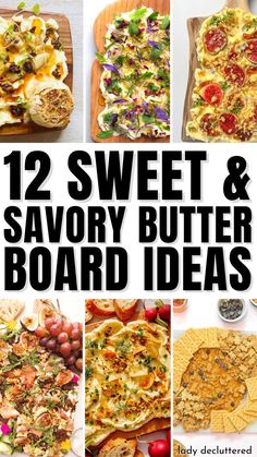 12 Sweet & Savory Butter Board Ideas Different Butter Recipes, Challenge Butter Recipes, Fig Jam Butter Board, 5 Ways To Flavor Butter 12 Tomatoes, Baked Charcuterie Board, Things To Eat With Bread, Brie Butter Board, Garlic Butter Board Ideas, Baked Brie Board Ideas