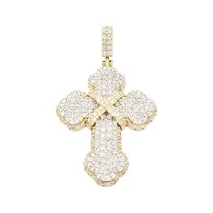 14k Chrome Diamond Cross With 3.63 Carats Of Diamonds #26320 -100% 14K Gold, 12.2 grams -3.63ct of Natural Diamonds -Diamond Quality: SI-VS Measurements: -Height: 1.5in -Bail Size: 6.5mm -Uni-Sex Religious Pendant Diamond Cross, Natural Diamonds, Diamonds, Size 6, Pendant, Gold