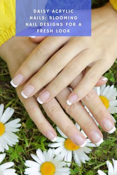 Daisy Acrylic Nails, Chic Nail Art, Spring Acrylic Nails, Blue Acrylic Nails, Spring Nail Designs, Daisy Nails, Pink Acrylic Nails, Acrylic Nail Art