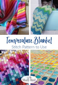 there are pictures of crocheted blankets with text overlay that says, temperature blanket stitch pattern to use