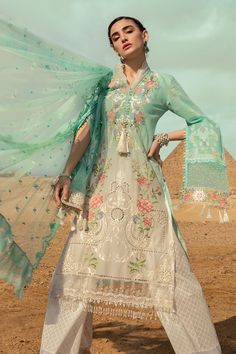 Eid Embroidered Dresses With Embroidered and Print Work – Nameera by Farooq Pakistani Fashion Casual Latest 2020, Designer Summer Dresses, Pakistani Designer Clothes, Designer Punjabi Suits, Eid Outfit, Pakistani Fashion Casual, Lawn Dress, Maria B, Salwar Kameez Designs