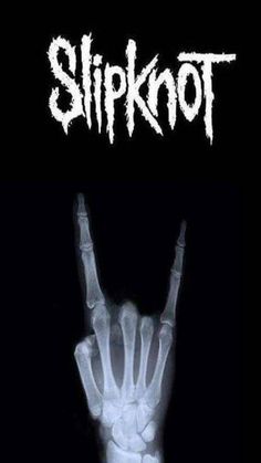 a skeleton hand with the word slipknot written on it's left side