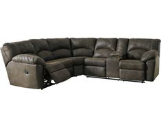 a sectional couch with recliners on it