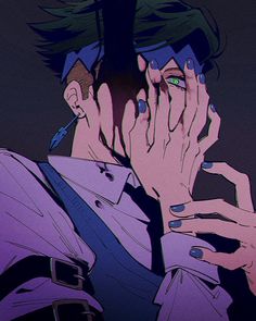 kishibe rohan, jojo no kimyou na bouken, kishibe rohan wa ugokanai, highres, 1boy, blue nails Kishibe Rohan, Rohan Kishibe, Racun Shopee, Jojo Bizarre, Jojo's Bizarre Adventure, Blue Nails, Indonesia, In This Moment