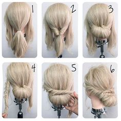 easy and beautifull hairstyle Chignon Simple, Simple Updo, Simple Wedding Hairstyles, Wedding Guest Hairstyles, Cool Haircuts, Messy Bun, Bridesmaid Hair, Hair Updos, Diy Hairstyles