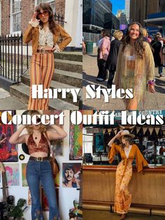 several pictures of people in different outfits and clothes with the words harry styles concert outfit ideas