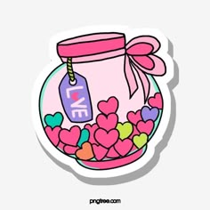 a jar filled with lots of hearts and a tag that says love on the front