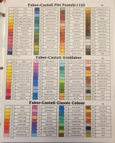 the color chart for faber castel's pastel - 12 and faber castel's goldfaber