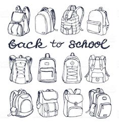 Backpack Sketch, Bag Doodle, School Sketch