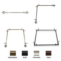 four different types of metal bars and handles for the back of a bed or desk