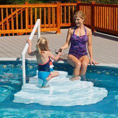 White Wedding Cake Above Ground Pool Step with Liner Pad Steps For Above Ground Pool, Wedding Cake Pool Steps, Pool Stairs, Above Ground Pool Ladders, Patio Plan, Above Ground Pool Steps, Pool Cake, In Ground Pool, Pool Deck Plans