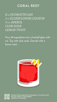 a poster with the ingredients to make a drink for cocktails, including lemonade and red