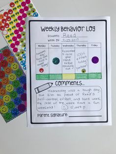 this is an image of a student's behavior log