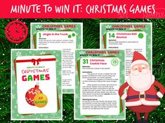 christmas games for kids to play with the santa clause and other holiday themed items, including an