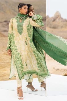 Ahana (A) – Sania Maskatiya International Green Silk Salwar Kameez With Chikankari Embroidery, Green Silk Kurta With Naqshi Detailing, Green Bohemian Cotton Silk Sets, Bohemian Green Salwar Kameez With Printed Motifs, Green Silk Salwar Kameez With Naqshi, Green Naqshi Salwar Kameez Straight Kurta, Traditional Green Silk Lawn Suit, Traditional Green Lawn Suit With Naqshi Detailing, Green Salwar Kameez With Naqshi On Straight Kurta