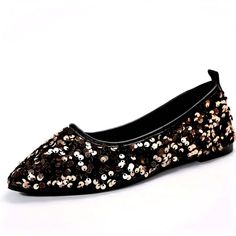 Man Made Upper And Sole Gold Sequins All Over Attached To A Black Velvet Upper. Non-Slip Synthetic Rubber Sole New Wiithout Box Eu Size 39 Valentino Rockstud Flats, Brown Loafer Shoes, Black Velvet Shoes, Coach Loafers, Jeweled Flats, Sequin Flats, Buckle Loafers, Velvet Shoes, Brown Loafers