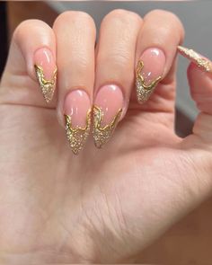 Gold Sparkle Nails, Summer Nail Ideas, Amazing Nails, Fancy Nails Designs, Nails Now, Gel Nails Diy, Blush Nails, Acrylic Nails Coffin Pink