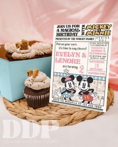 ANY AGE Pastel Mickey & Minnie Twins Birthday Invitation | Classic Disneyland Birthday Invite | Twins Birthday | Vintage Comic Mickey A04 Space Birthday Invitation, Twins Birthday, Pastel Vintage, Classic Invitation, Mickey Birthday, Twin Birthday, Vintage Disneyland