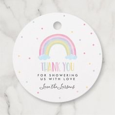 thank you for showering us with love and rainbows on a white marble background