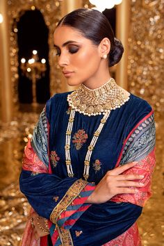 Traditional Blue Sets With Digital Print, Blue Formal Sets With Digital Print, Blue Digital Print Wedding Set, Velvet Dupatta, Asim Jofa, Alkaram Studio, Embroidered Velvet, Velvet Shirt, Winter Print