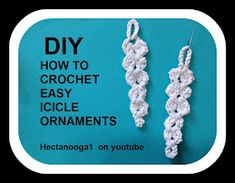 two crocheted earrings with the words how to crochet easy ornaments