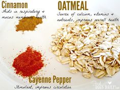 an image of oatmeal and cinnamon on a plate with other ingredients to make it