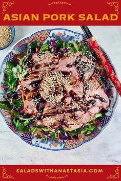 This salad combines tender slices of char siu pork 🐖 with an array of colourful vegetables such as choy sum, carrots, and red cabbage. Topped with aromatic Hoi sin. Colourful Vegetables, Char Siu Pork