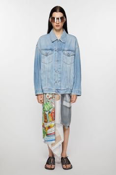 <div>Denim jacket is cut to an oversized unisex fit with dropped shoulders, extra long sleeves and a hip length. Crafted from non-stretch denim in a light blue wash.</div> Oversized Medium Wash Recycled Denim Jacket, Oversized Light Wash Denim Jacket For Spring, Spring Light Wash Recycled Denim Outerwear, Suit Jacket Dress, Fitted Denim Jacket, Oversized Denim Jacket, Extra Long Sleeves, Blue Denim Jacket, Light Blue Denim