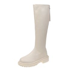 Introducing our Leather Round Toe Long Boots! These boots are made of high-quality leather and are perfect for keeping your feet warm and dry all winter long. The long length ensures that your legs will be well protected from the cold, and the round toe provides plenty of room for your toes to wiggle. The slip-on design makes them easy to put on and take off, and the low heel provides just enough lift without being too high. Whether you're dressing up for a special occasion or just looking for a Womens Boots Knee High, Thigh High Boots Flat, Platform Boots Chunky, Botas Chelsea, Boot Types, Grey Shoes, Motorcycle Boots, Long Boots, Boots Knee