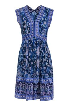 Current Boutique-Rebecca Taylor - Blue Sleeveless Knee Length Multi-Floral Print Dress Sz 2 Black Lace Overlay Dress, Work Fun, Feeling Confident, Lace Overlay Dress, Fun At Work, Rebecca Taylor, Lace Overlay, Knee Length Dress, Floral Print Dress