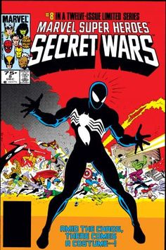 the cover to spider - man's secret wars comic book on a wooden table