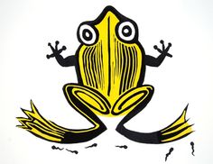 a black and white drawing of a frog