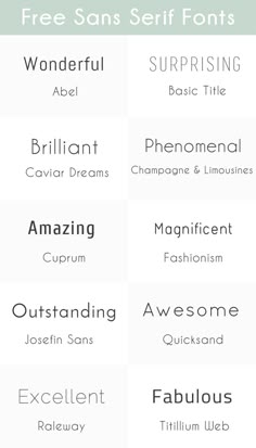 the different font styles for each type of font, including one that can be used to describe