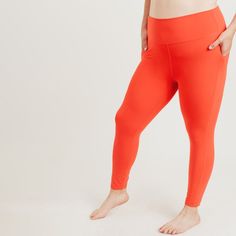 PLUS Laser-Cut Highwaist Leggings - Orange Orange Leggings, Workout Gear, Passion For Fashion, Moisture Wicking, Stretch Fabric, Must Haves, Vietnam, Comfort Fit, Solid Color