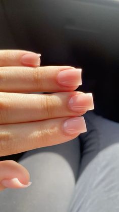 Short Nails Acrylic Natural Color, Short Nails Acrylic Natural, Hoco Nails Short Square, Cute Short School Nails, Simple Nail Ideas Natural Nails, Simple Nails Natural Nail, Short Nail 2024 Trends, Rlly Short Acrylic Nails, Gel On Real Nails Short