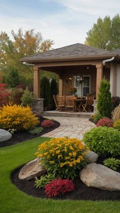 a house with landscaping in the front yard