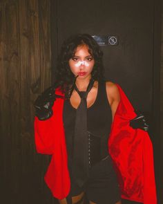 Halloween costume inspiration the weeknd after hours, red suit jacket black tie nose bandage Costumes Black Women, Halloween Costumes Black Women, Halloween Costumes Trio, Halloween Costumes Duo, Spirit Week Outfits, Halloween Costumes For 3