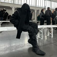 Black Techwear Jacket, Black Techwear Winter Outerwear, Dark Techwear Aesthetic, Black Full Face Balaclava Techwear, Oversized Black Techwear Puffer Jacket, Drippy Outfit, Fashion Inspiration Design, Surreal Art, Rap