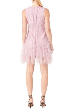 Turn on the charm in this sleeveless date-night-ready shift crafted from gauzy tulle and accented with romantic ruffles. Hidden back-zip closure Jewel neck Sleeveless Lined 100% nylon Hand wash, line dry Imported Glamorous Sleeveless Ruffle Dress For Cocktail, Sleeveless Tulle Dress With Ruffle Hem, Elegant Sleeveless Tulle Dress With Ruffles, Sleeveless Mini Dress With Ruffle Hem For Wedding, Spring Sleeveless Tulle Ruffle Dress, Glamorous Sleeveless Ruffle Dress, Sleeveless Tulle Ruffle Dress For Spring, Spring Sleeveless Tulle Dress With Ruffles, Pink Sleeveless Dress With Ruffle Hem For Party