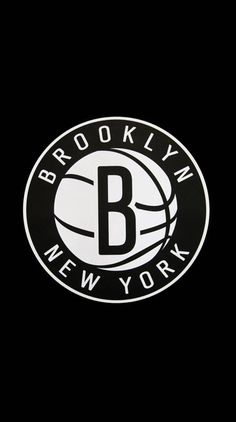 the brooklyn basketball team logo is shown on a black background in this image, it appears to be from above