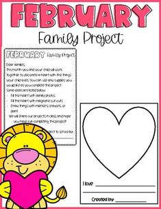 a valentine's day project with a lion and heart on the front, in pink