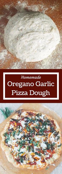 homemade oregano garlic pizza dough on a cutting board