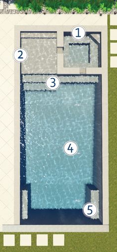 an aerial view of a swimming pool with instructions