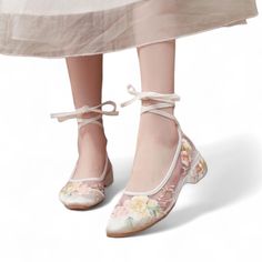 ❁Step into Breathable Comfort with White Mesh Lace-Up Ballet Flats Unveiling a fusion of style and comfort with our stunning white mesh lace-up ballet flats!  These beauties are meticulously crafted to elevate your everyday look while pampering your feet. ❁Crafted with Love and Attention to Detail: ⋆Breathable Mesh Upper: Lightweight and airy mesh keeps your feet cool and comfortable all day long. ⋆Delicate Floral Embroidery: White mesh canvas adorned with exquisite floral embroidery adds a touc Unique Wedding Shoes, Floral Print Shoes, Lace Ballet Flats, Lace Up Ballet Flats, Field Wedding, Women's Slip Ons, Shoes Unique, Comfort Shoes Women, Handcrafted Accessories