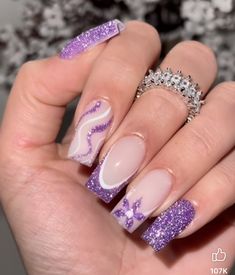 Lilac Nails Design, Mauve Nails, Fake Nails Designs, Purple Acrylic Nails, Grunge Nails, Cute Acrylic Nail Designs