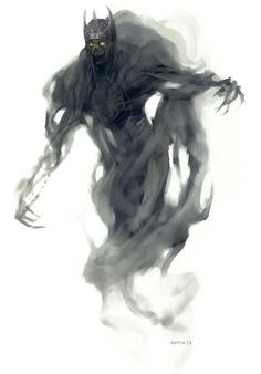 a black and white drawing of a demon