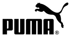 the puma logo is black and white with a cat on it's back