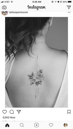 the back of a woman's shoulder with flowers on it and an instagramm sign