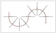 an image of two intersecting lines with arrows pointing in opposite directions